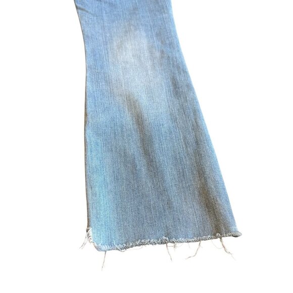 Madewell Cai Demi-Boot Cut Jeans Pants Light Wash High Low Raw Hem Size 26 Women - Picture 10 of 13